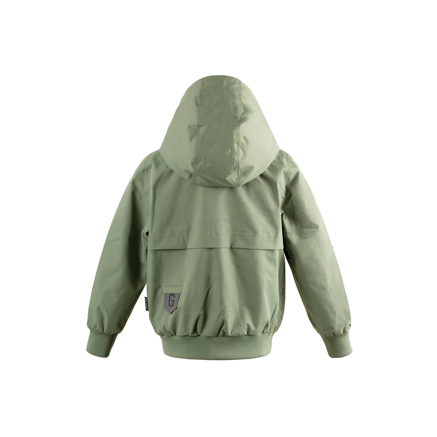 Kid wearing GOSOAKY BLUE BIRD Waterproof Jacket color oil green - from Outerwear collection of Spring / Summer 2026