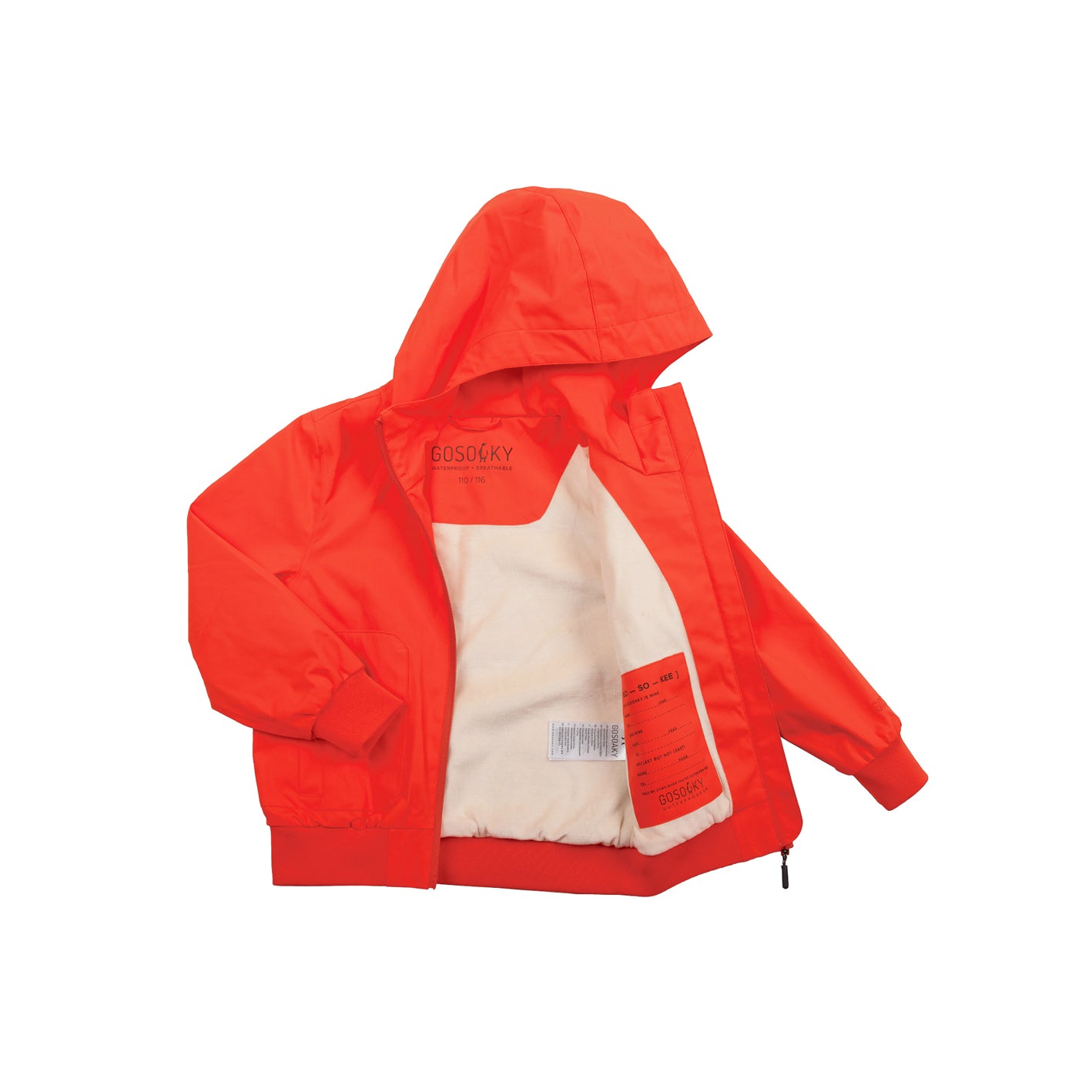 Kid wearing GOSOAKY BLUE BIRD Waterproof Jacket color poppin red - from Outerwear collection of Spring / Summer 2026