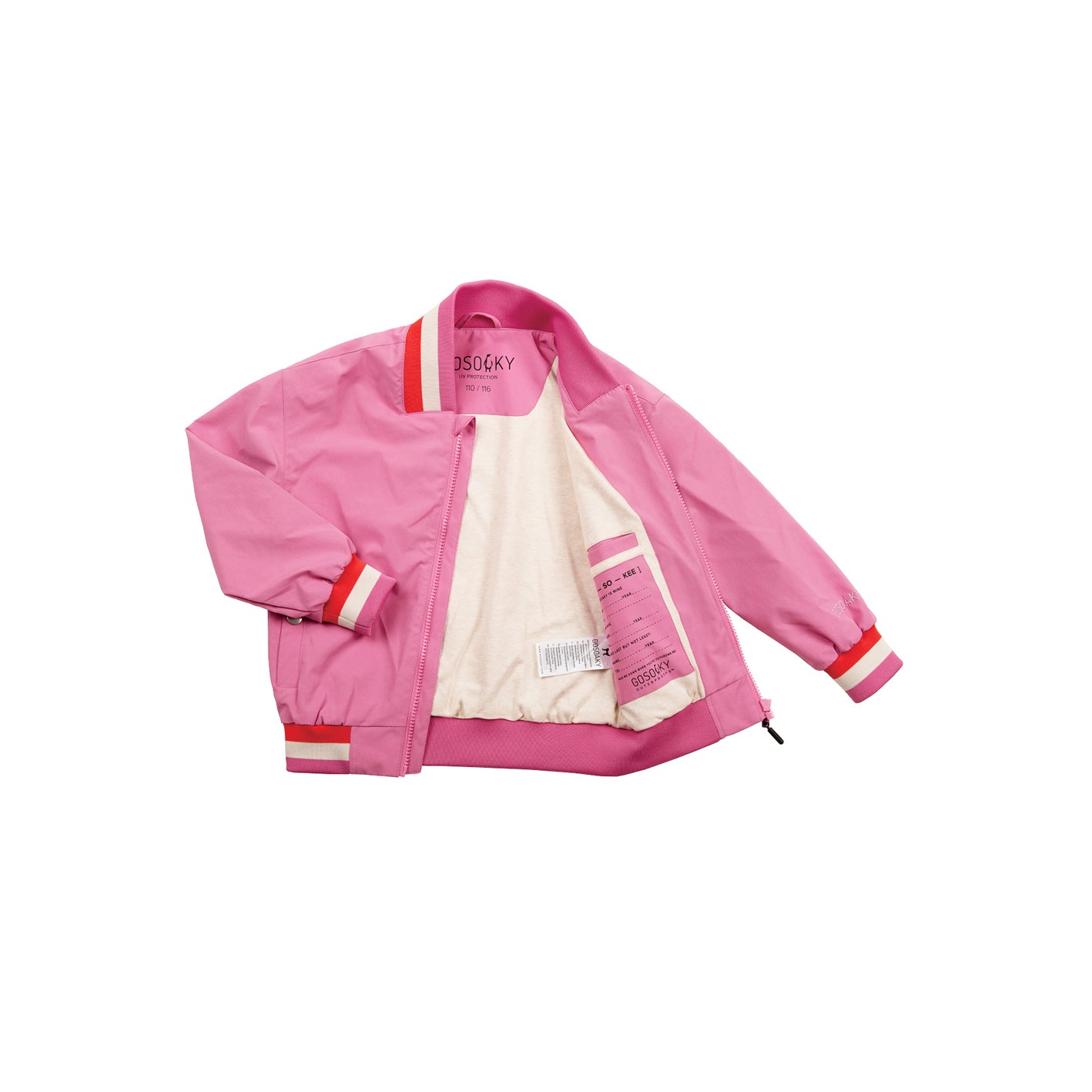 Kid wearing GOSOAKY CATFISH WISH Water Repellent Jacket color wild orchid pink - from Outerwear collection of Spring / Summer 2026