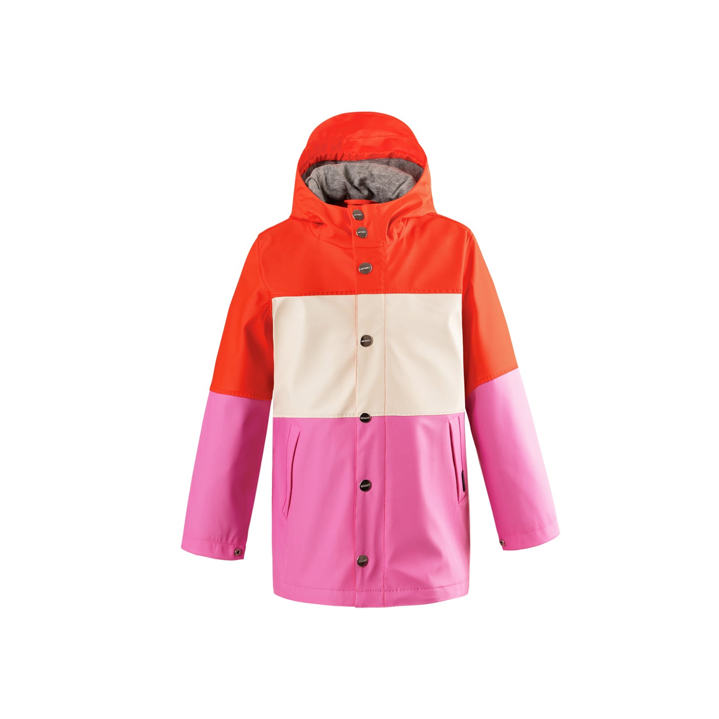 Kid wearing GOSOAKY ELEPHANT KID Lined Raincoat color poppin red multi - from Rainwear collection of Spring / Summer 2026
