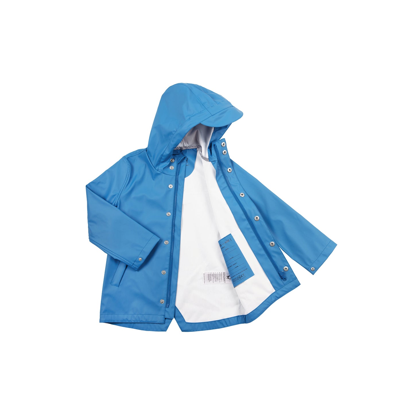 Kid wearing GOSOAKY ELEPHANT MAN Raincoat color belize blue - from Rainwear collection of Spring / Summer 2026