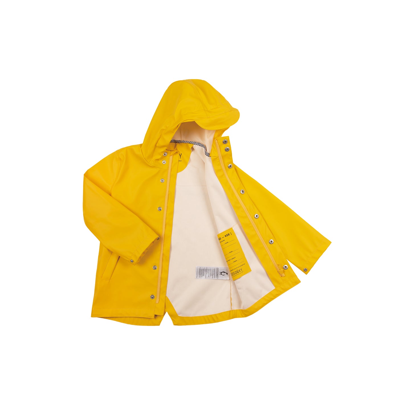 Kid wearing GOSOAKY ELEPHANT MAN Raincoat color bumblebee yellow - from Rainwear collection of Spring / Summer 2026