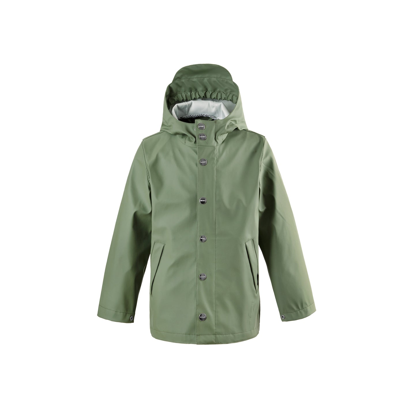 Kid wearing GOSOAKY ELEPHANT MAN Raincoat color oil green - from Rainwear collection of Spring / Summer 2026