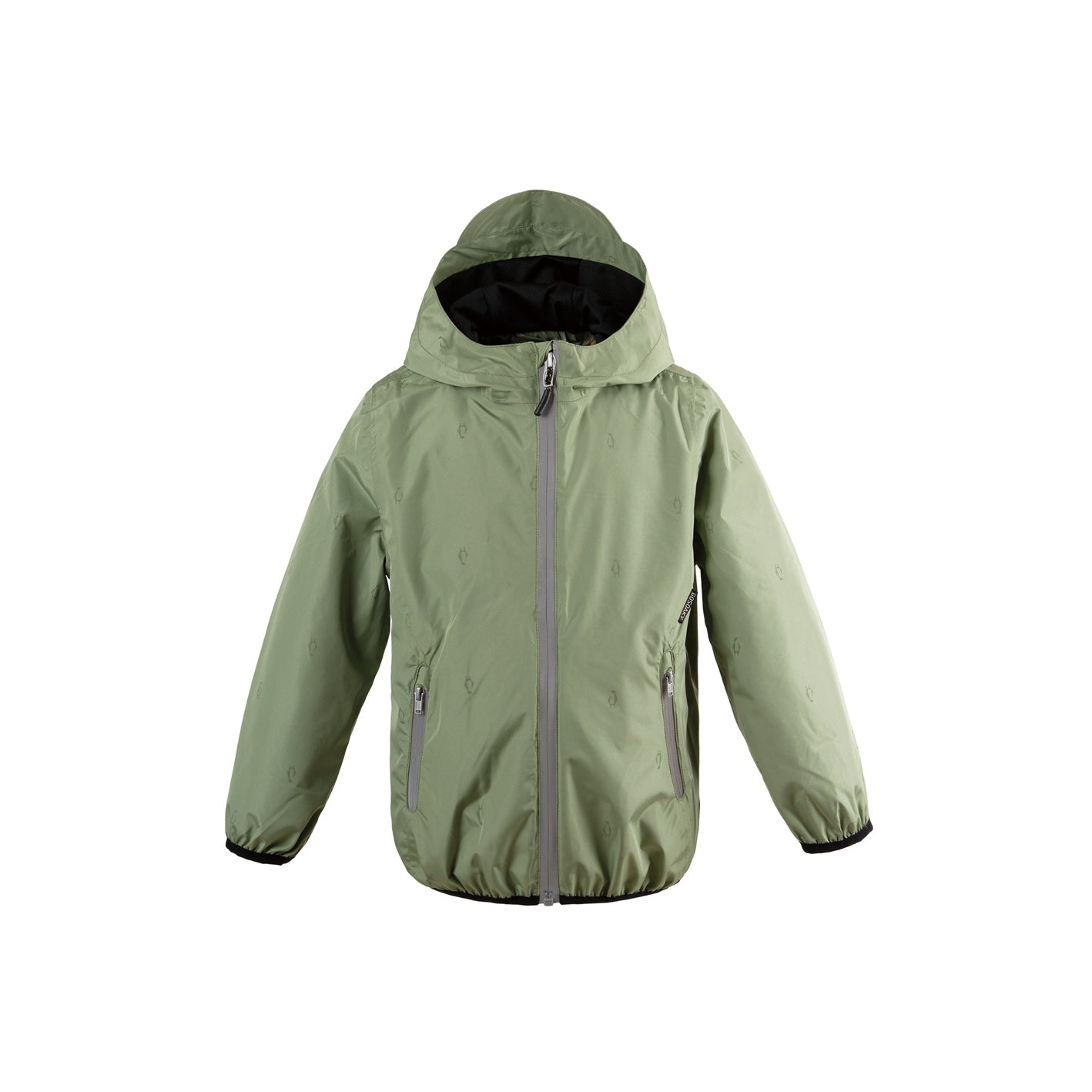 Kid wearing GOSOAKY HAPPY HORSE Stowable Waterproof Jacket color oil green - from Outerwear collection of Spring / Summer 2026