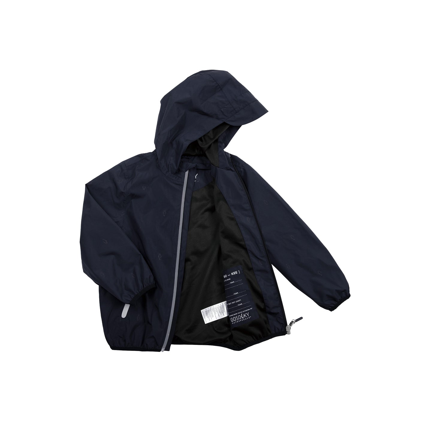 Kid wearing GOSOAKY HAPPY HORSE Stowable Waterproof Jacket color sky captain blue - from Outerwear collection of Spring / Summer 2026